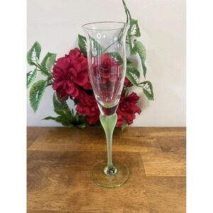 Vintage Mikasa Sea Mist Jade‎ Frosted Stem Champagne Flute Green Crystal Glass